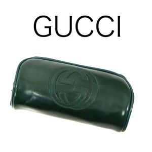 Gucci Emerald Green Leather Cosmetic Case